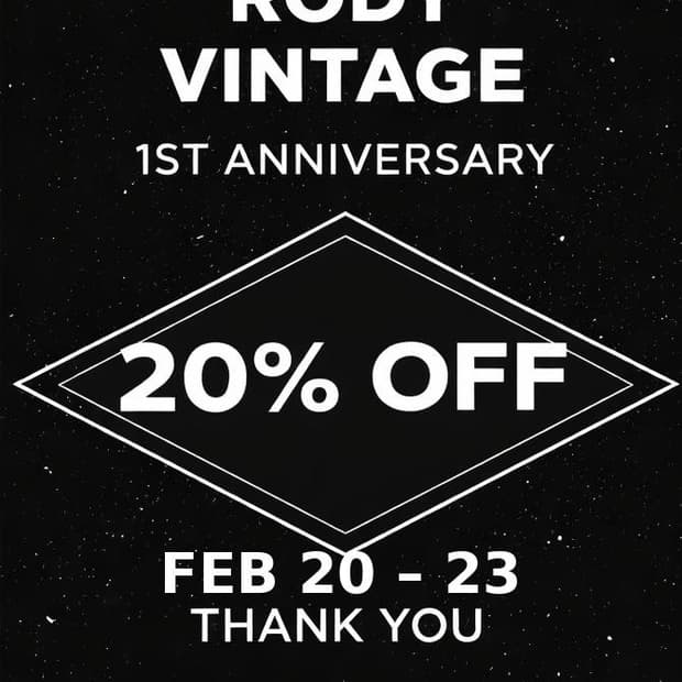 RODY VINTAGE가 1주년을 맞아 20% 할인 이벤트를 진행합니다