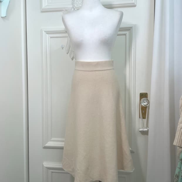 ivory flare knit midi skirt