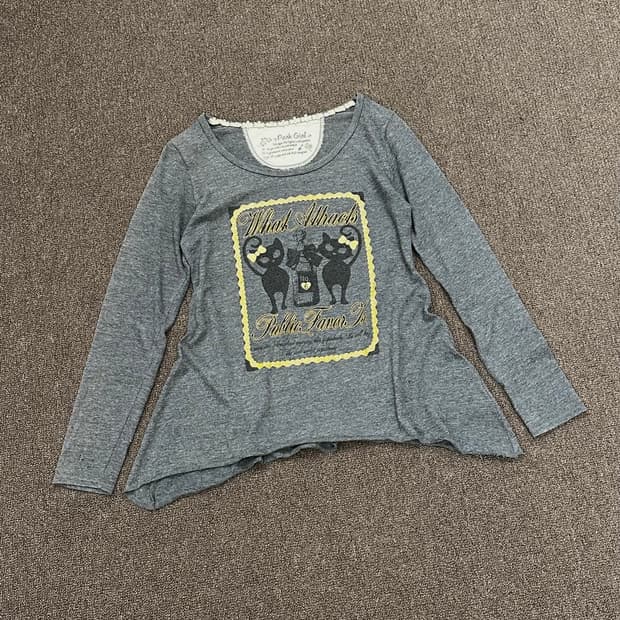 M)Park Girl vintage 여성 레이스 디테일 그래픽 롱슬리브