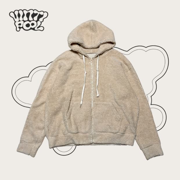 빈티지 뽀글이 후드집업 3XL 베이지