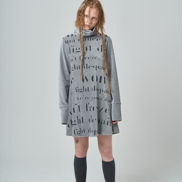 Printed velour dress_gray