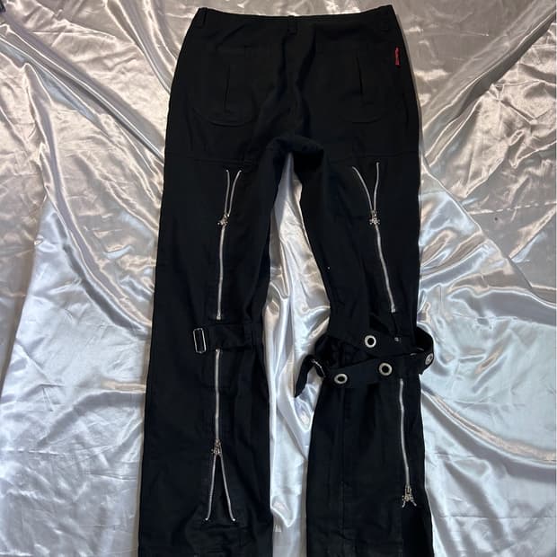 Mad Punks belt zipper detailed pants