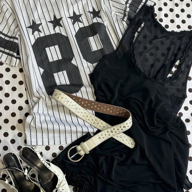 y2k 스포츠 89 넘버링 메쉬 티셔츠 아메카지 갸루