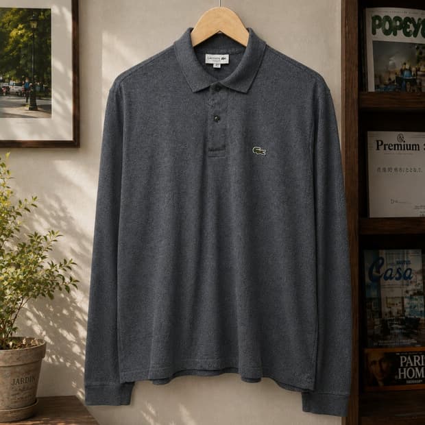 105 LACOSTE 라코스테 긴팔 카라티 피케 셔츠 클래식핏 차콜 그레