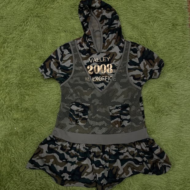 카모 레이어드 미니 원피스 반팔