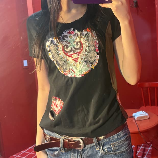 빈티지 패치 반팔