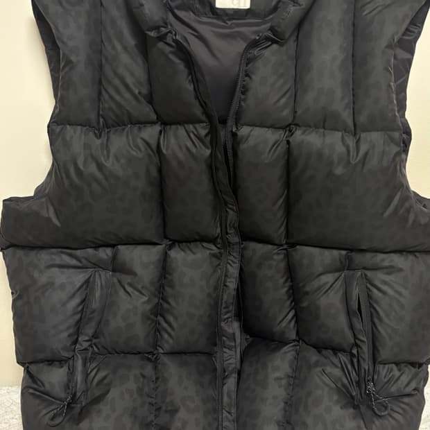 페치 레오파드 조끼 패딩