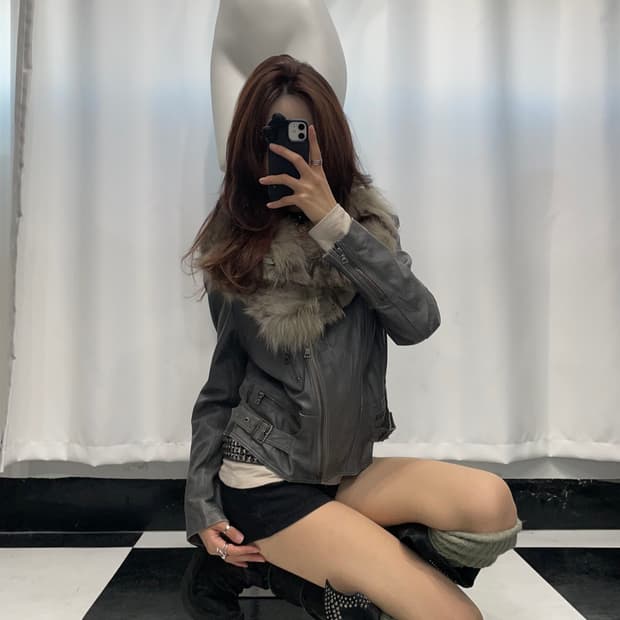 🎸그레이 퍼 레더 자켓🎸
