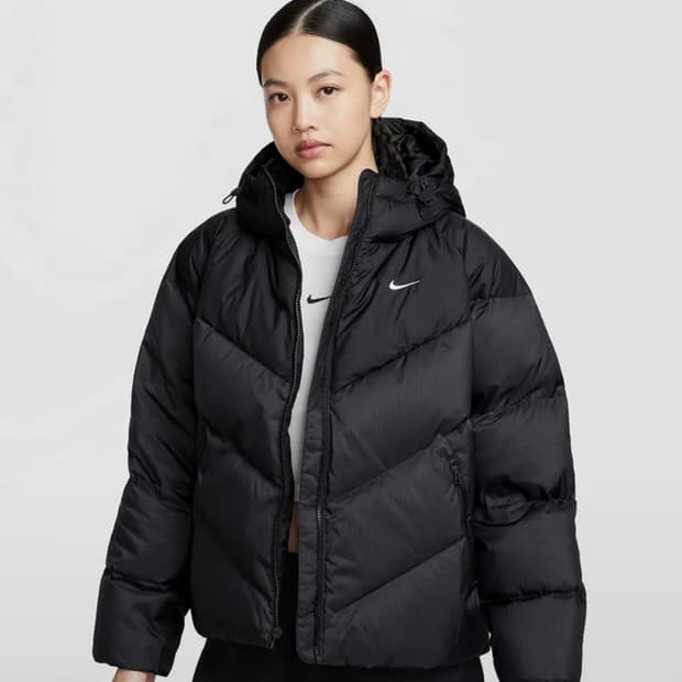 윈드푸퍼 스톰 핏 루즈 후드 다운 패딩 W - 블