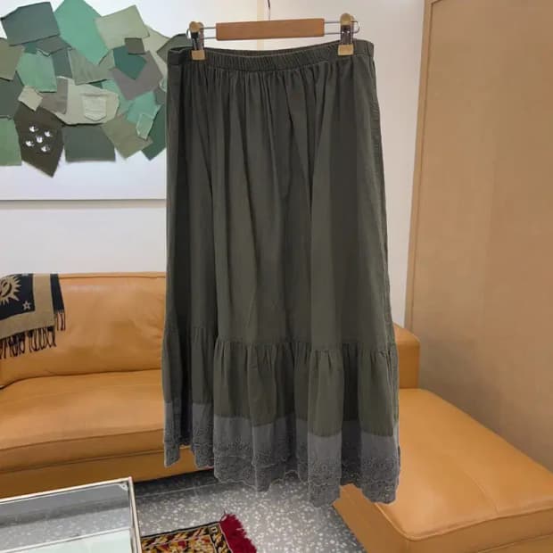 빈티지 레이스 모리걸 롱스커트 밴딩 치마 C04369
