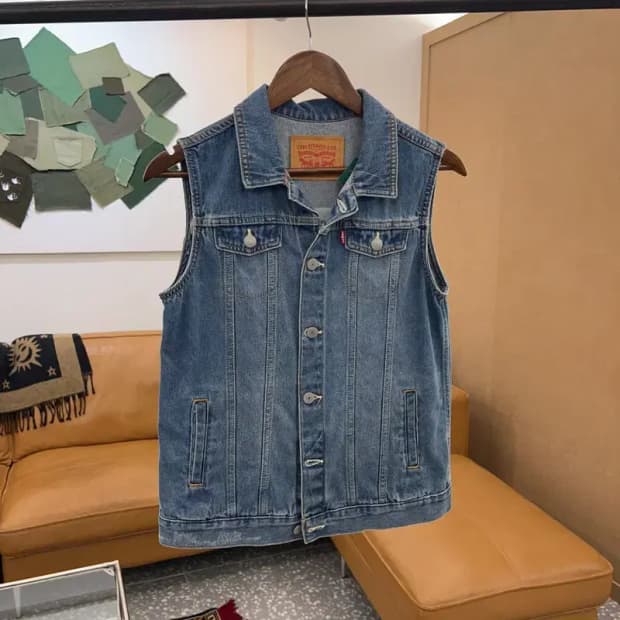 리바이스 백로고 자수로고 데님 조끼 베스트 90 C04797