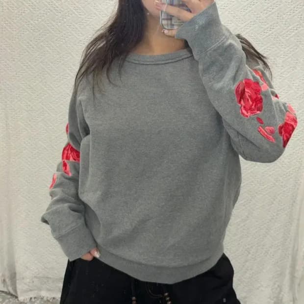 아워레가시 로즈 자수 약기모 스웻셔츠 맨투맨 50 C06105