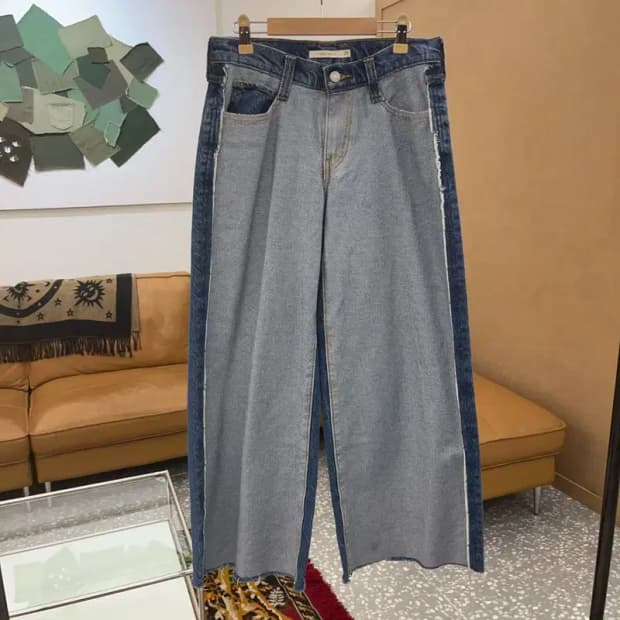 리바이스 94 배기 와이드 레그 배색 데님 청바지 25인치 C06111