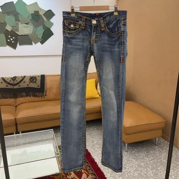 트루릴리젼 조이슈퍼티 Y2K 로우라이즈 데님 청바지 27인치 C06115