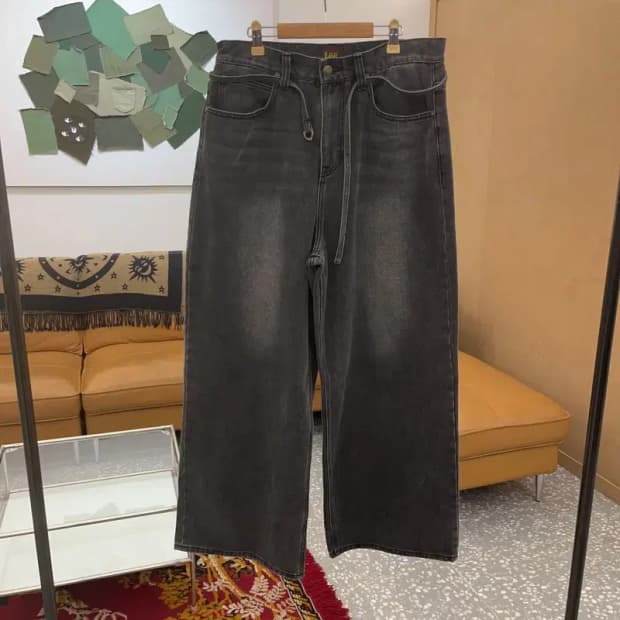 리 LEE 올드스쿨 벨티드 와이드핏 그레이진 청바지 C06339