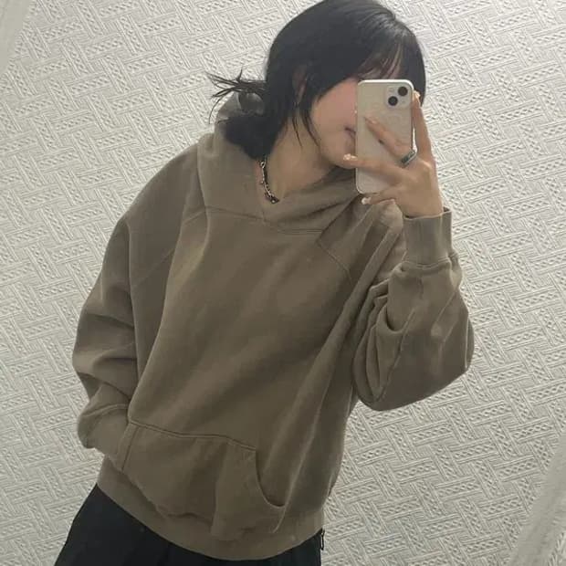 피어오브갓 에센셜 백로고 오버핏 기모 후드티 100 C06394