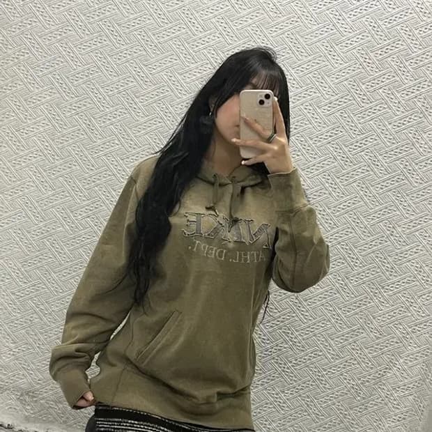 나이키 빈티지 카키 후드티 L C06412