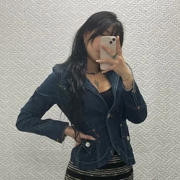 리바이스 컷팅 디테일 원버튼 데님 자켓 M C06447