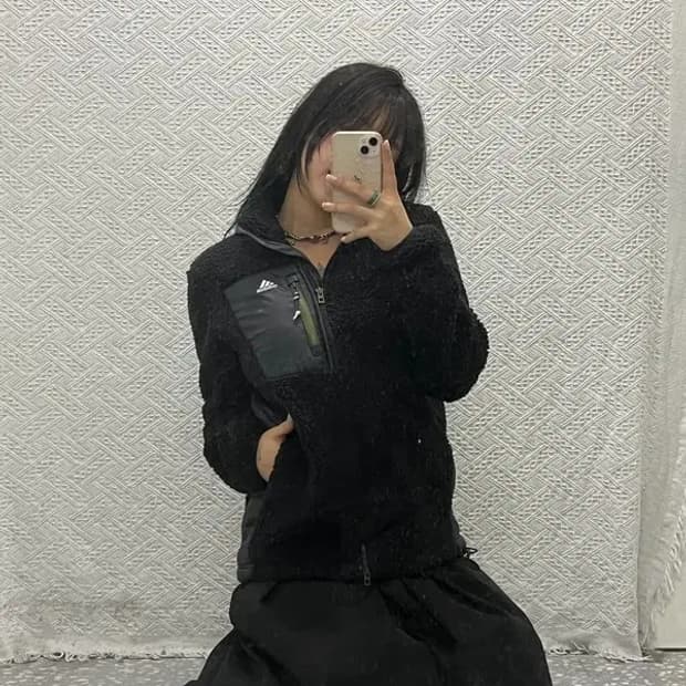 아디다스 카키 포켓 뽀글이 양털 후리스 자켓 M C06525