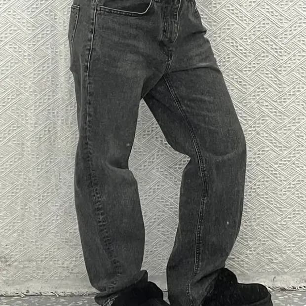 피스워커 베이직 기본템 흑청 와이드 데님팬츠 31인치 C06544