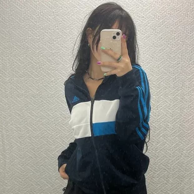 아디다스 스포티 희귀 아노깔 삼각로고 배색 져지 집업 95 C06551