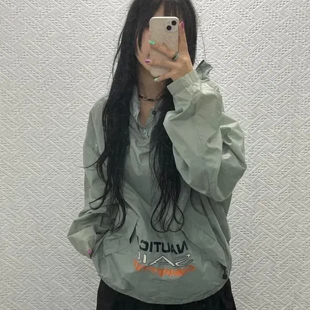 노티카 올드스쿨 빈티지 립스탑 바람막이 아노락 L C06560