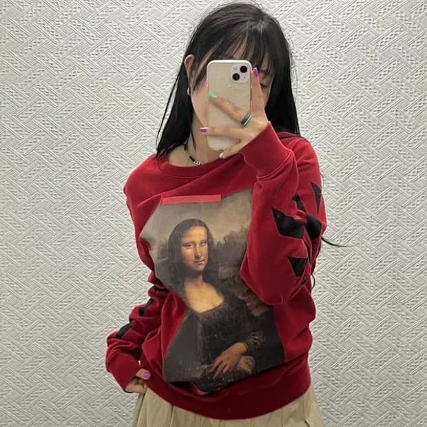 오프화이트 올드스쿨 모나리자 프린팅 맨투맨 XXS C06580