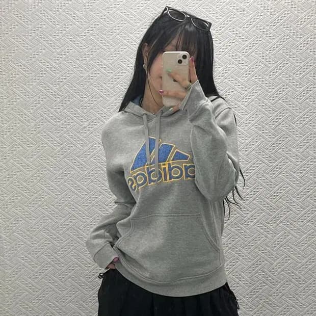 아디다스 빈티지 Y2K 배색 빅로고 후드티 M C06611