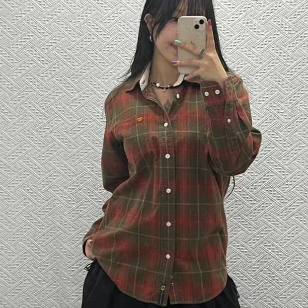 팀버랜드 빈티지 내추럴 홀리데이 체크 셔츠 S C06647