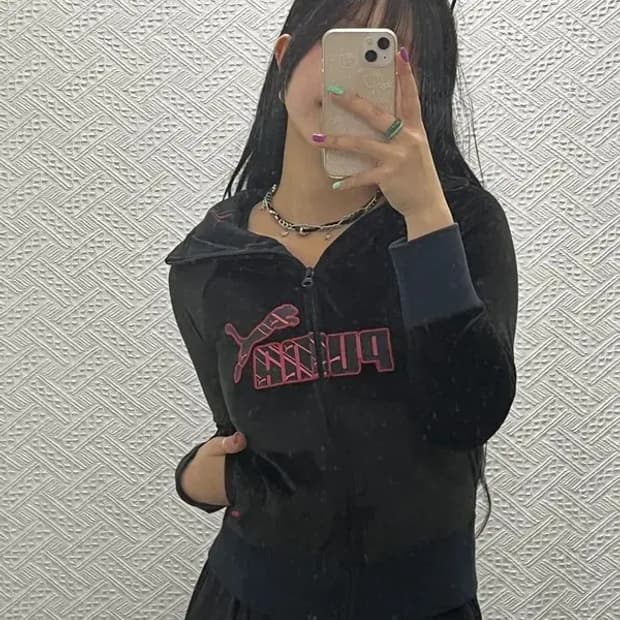 푸마 올드스쿨 00's Y2K 벨벳 트랙탑 집업 S C06663