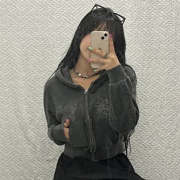 꼼파뇨 올드스쿨 빈티지 투웨이 크롭 후드 집업 M C06650