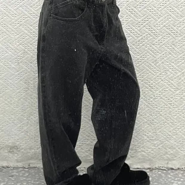 디스이즈네버댓 베이직 모던룩 와이드 흑청 데님팬츠 L C06674