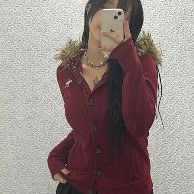 아베크롬비 울프죠 대장급 노르딕 홀리데이 후드 가디건 L C06684