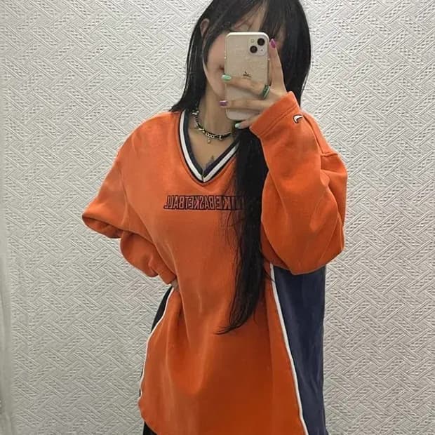 나이키 베스킷볼 90's 빈티지 오렌지 오버핏 롱슬리브 XL C06692