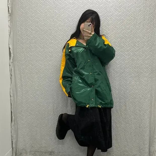 푸마 일본 빈티지 올드스쿨 배색 오버핏 바람막이 자켓 2XL C06681