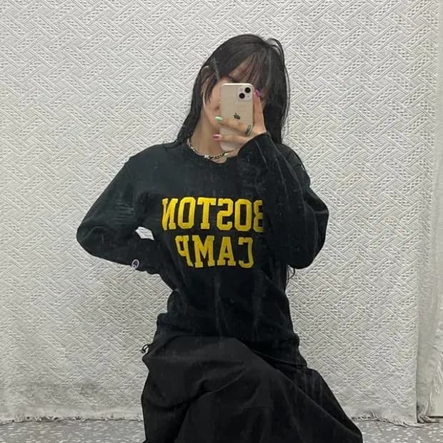 챔피온 리버스위브 보스턴캠프 레터링 맨투맨 스웻셔츠  M C06704