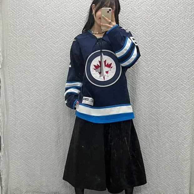 리복 NHL위니펙 제츠 블록코어 오버핏 하키 유니폼 L C06701