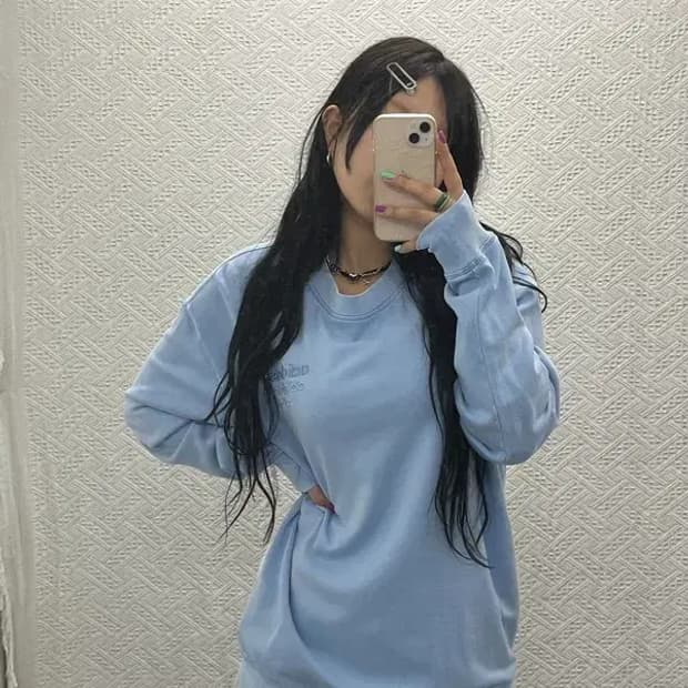 아디다스 트리플 로고 여리 파스텔블루 맨투맨 스웻셔츠 XL C06743