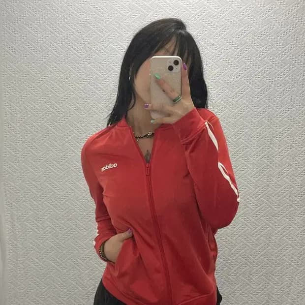 아디다스 레트로 Y2K 코랄컬러 트랙탑 져지 집업 M C06775