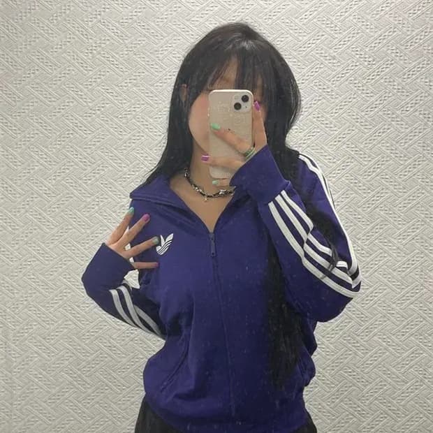 아디다스 Y2K 00's 퍼플 트랙탑 져지 집업 90 C06778