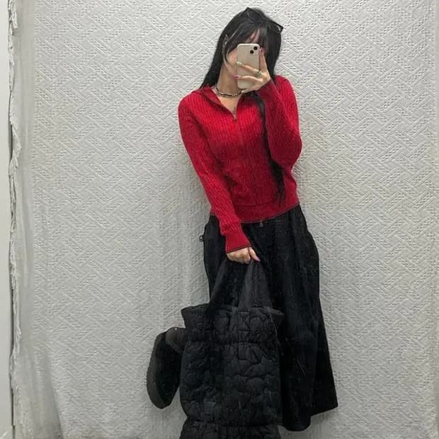 폴로 랄프로렌 여리핏 홀리데이 레드 투웨이 후드 가디건 S C06805