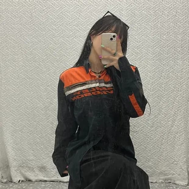 할리 데이비슨 올드스쿨 모터사이클 바이커 셔츠 S C06826