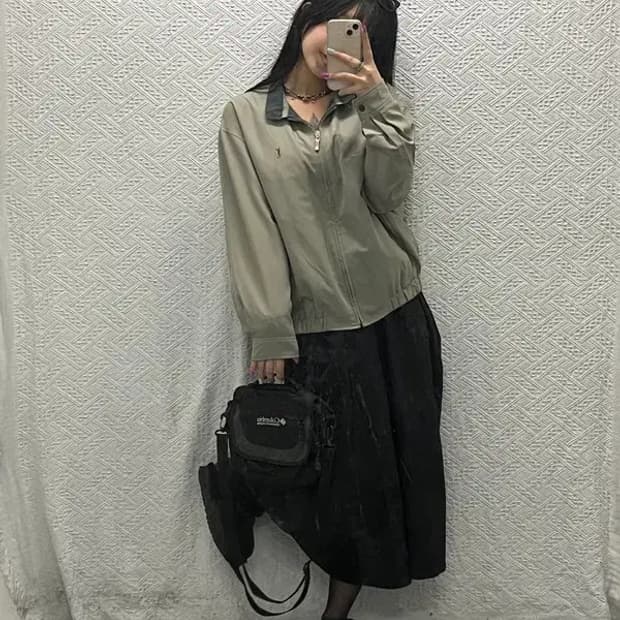 입생로랑 빈티지 90's  폴리쉘 블루종 자켓100 C06813