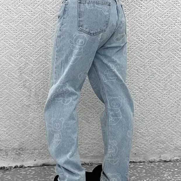 아크메드라비 키치 베어 패턴 데님 팬츠 1 C06906