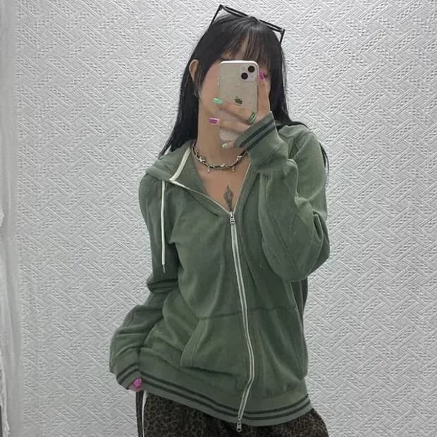 아베크롬비 올리브 말차 여리 후드 집업 L C06931