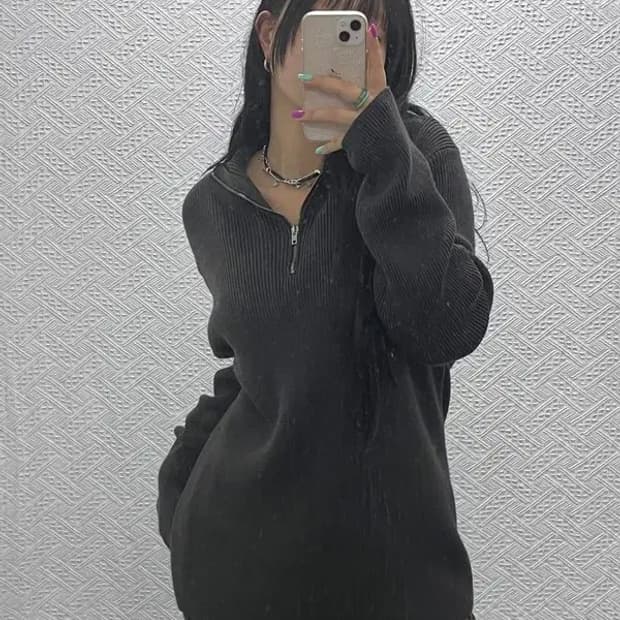 스톤아일랜드 캐주얼 폭닥 반집업 울 니트 105 C06940