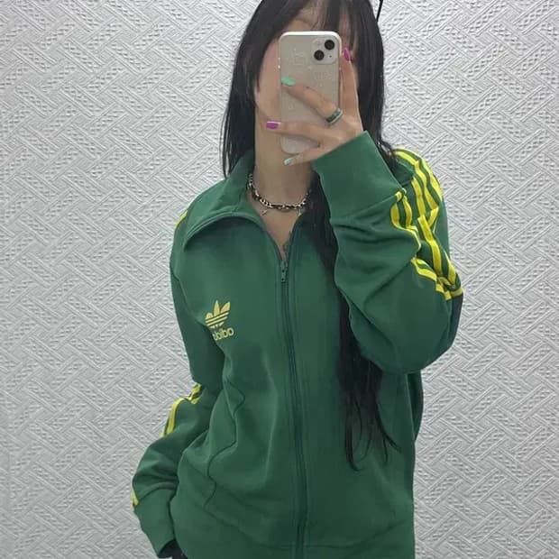 아디다스 올드스쿨 Y2K 옐로우그린 져지 집업 105 C07059