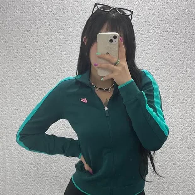 나이키 00's Y2K 딥그린 민트 져지 집업 M C07054