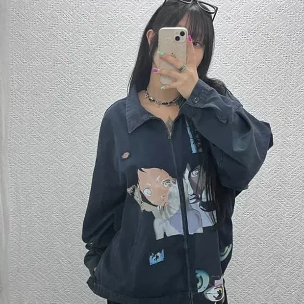 디키즈 희귀 올드스쿨 일본풍 키치 카툰 프린팅 자켓 2XL C07052