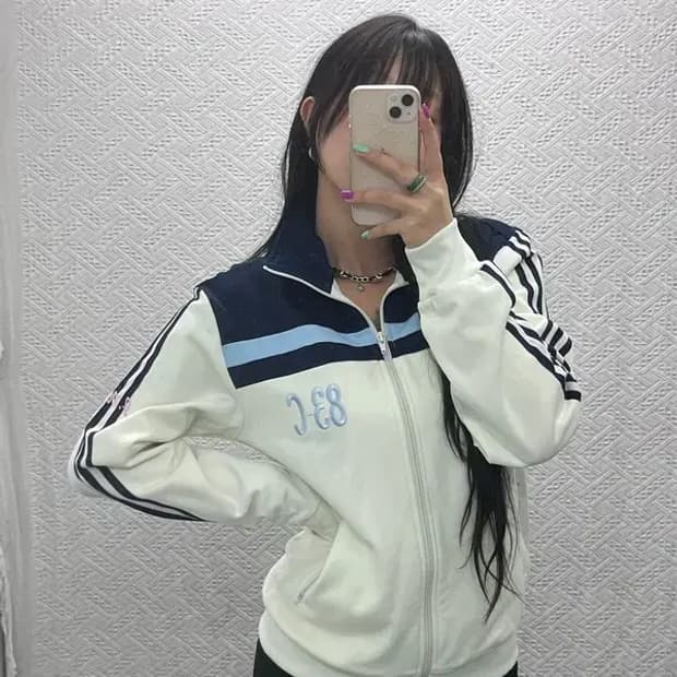 아디다스 베켄바우어 파스텔 블루 배색 져지 집업 100 C07082